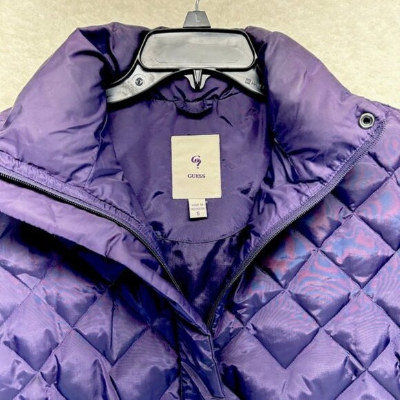 GUESS Quilted Down Puffer Jacket Womens Small Purple Coat Winter Mountains - Picture 3 of 9